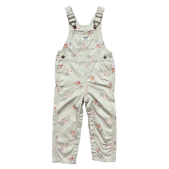 OshKosh Beige Floral Overalls - Picture 1 of 12